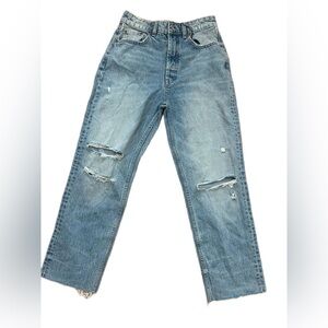 Zara‎ Distressed Cotton Straight Leg Blue Jeans Size 4